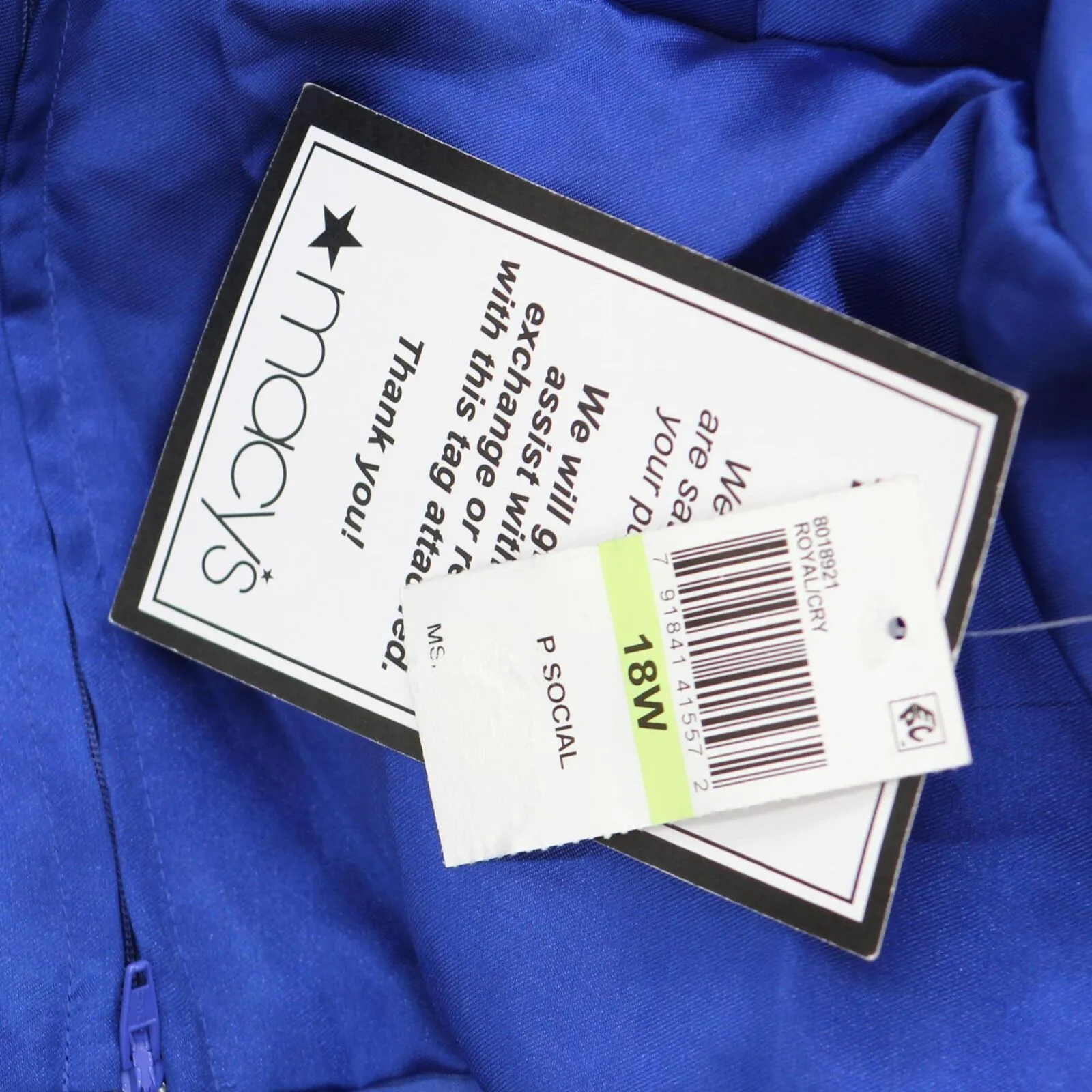 B. Darlin Women's Trendy Plus Size V-Neck A-Line Dress 8018921 Royal Blue 18W