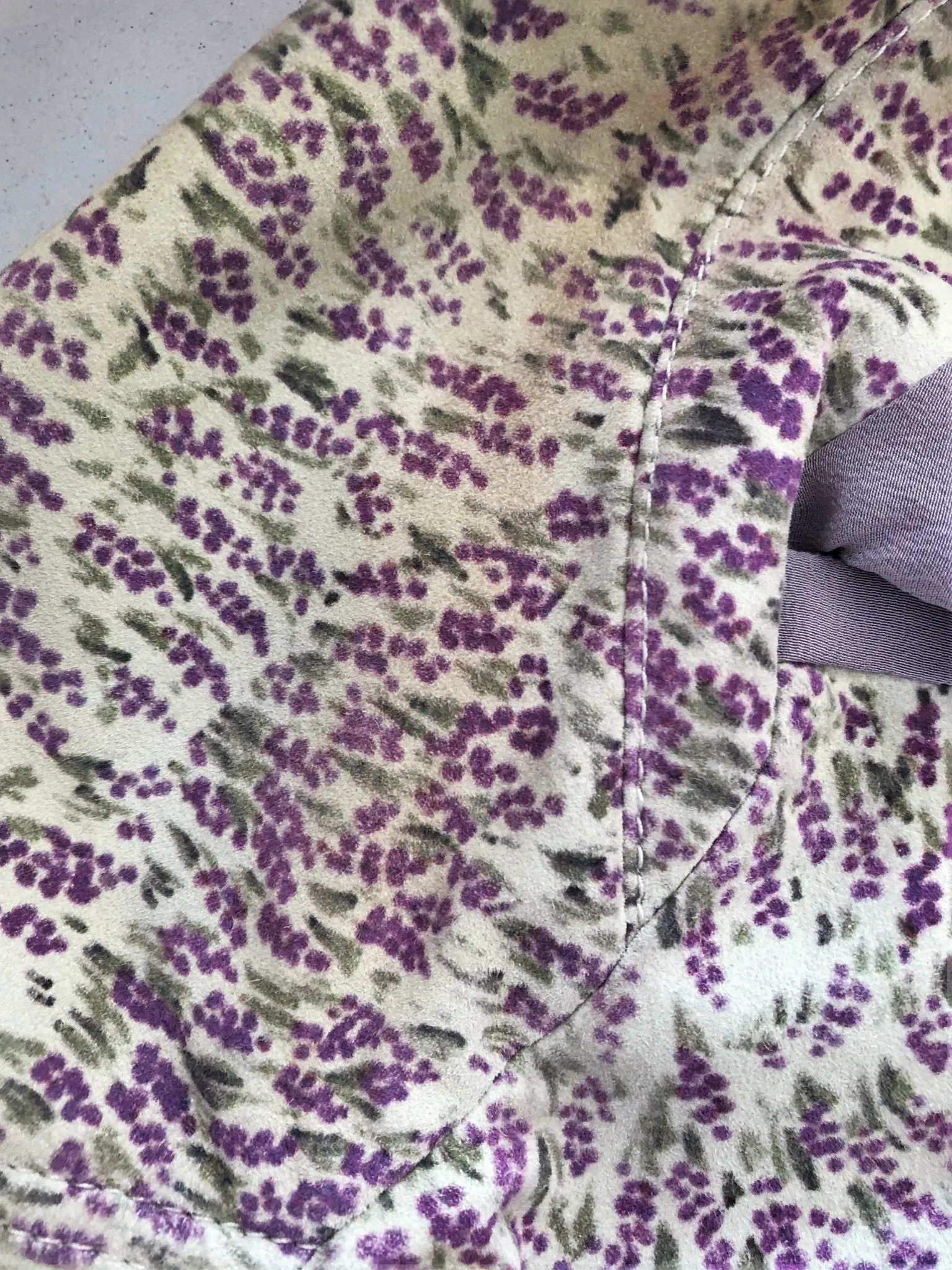 Bally Moto Jacket Off-White/Purple Floral Print Suede Size US 6 Lace-Up Details