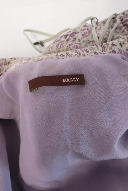 Bally Moto Jacket Off-White/Purple Floral Print Suede Size US 6 Lace-Up Details