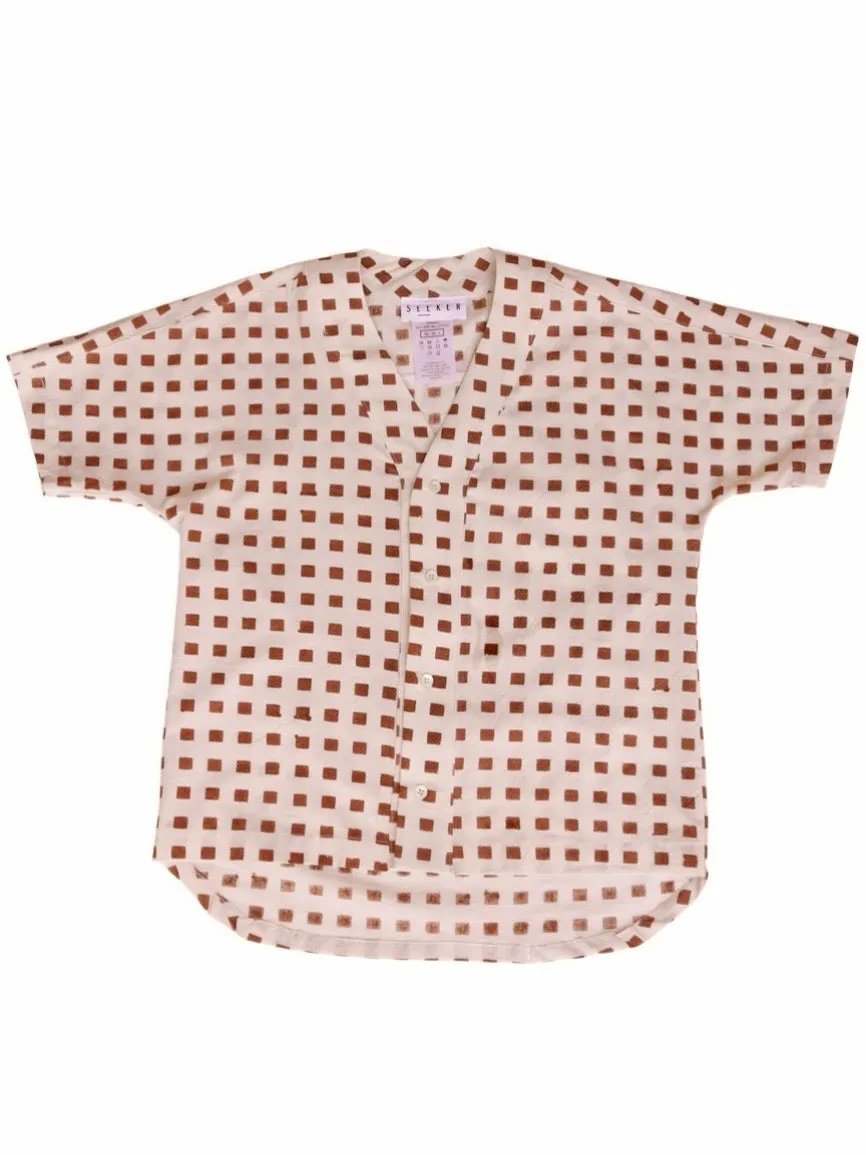 Baseball Shirt in Hand Block Print