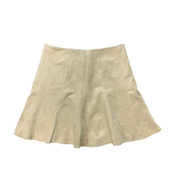 BCBG Maxazria Nicky Light Khaki Faux Suede Skirt Women's Size XS Back Zip Lined
