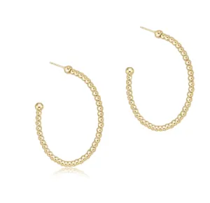 Beaded Classic 1.25" Post Hoop 2mm - Gold