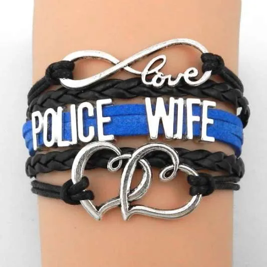 Beautiful Police Leather Charm Bracelet for Moms & Wives!