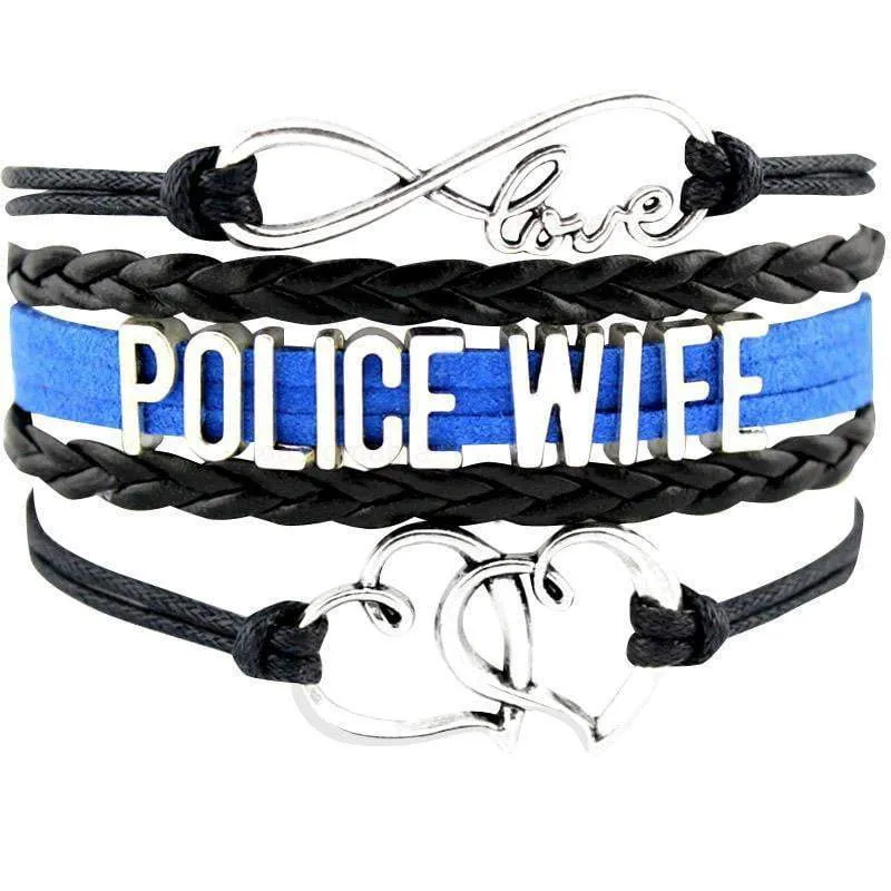Beautiful Police Leather Charm Bracelet for Moms & Wives!