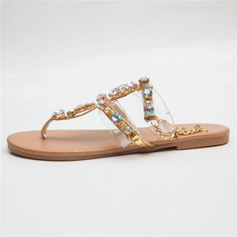 Beautiful Rhinestone Flat Sandals