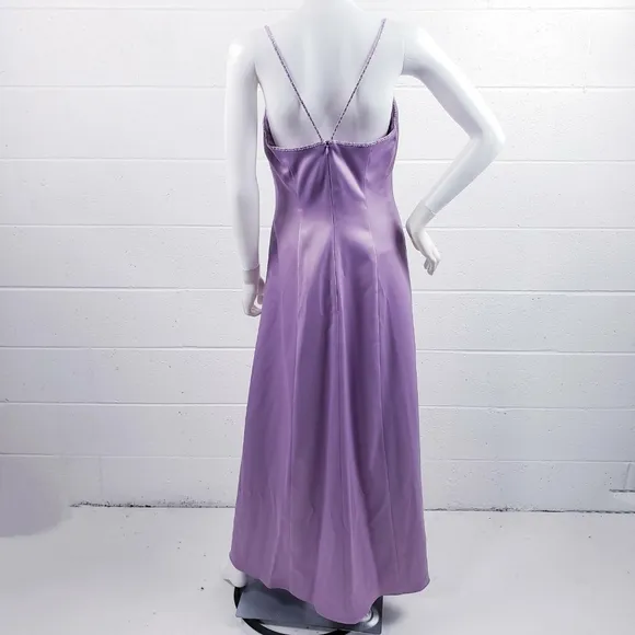 Belsoie Women's Size 12 Purple Formal Maxi Dress Gown Sleeveless Beaded
