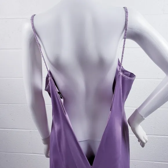 Belsoie Women's Size 12 Purple Formal Maxi Dress Gown Sleeveless Beaded