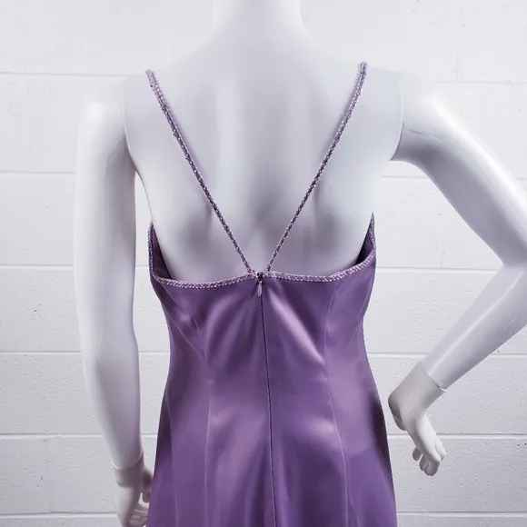Belsoie Women's Size 12 Purple Formal Maxi Dress Gown Sleeveless Beaded