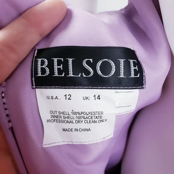 Belsoie Women's Size 12 Purple Formal Maxi Dress Gown Sleeveless Beaded