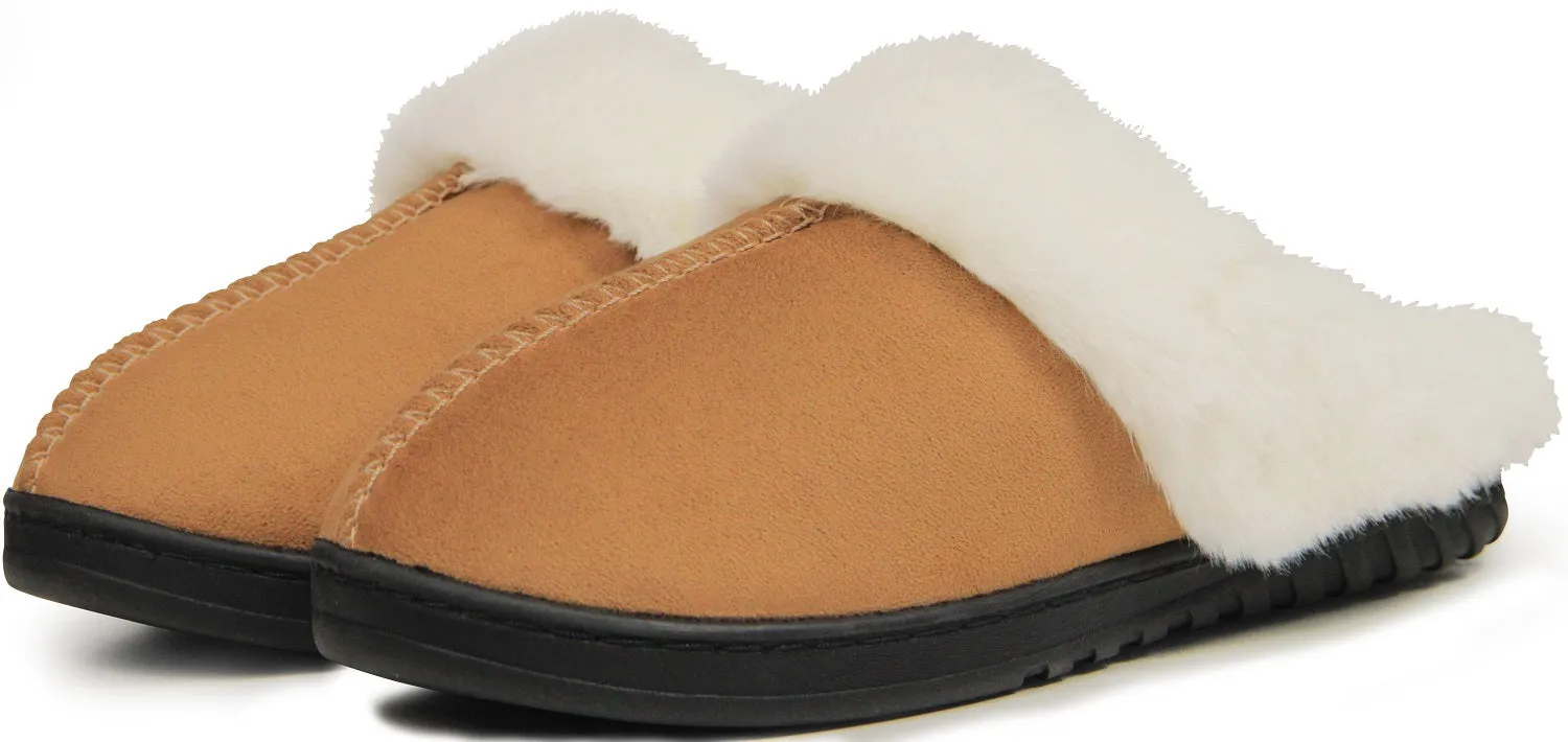 BenSorts Fuzzy Slippers for Women Men Warm Memory Foam House Shoes Indoor and Outdoor