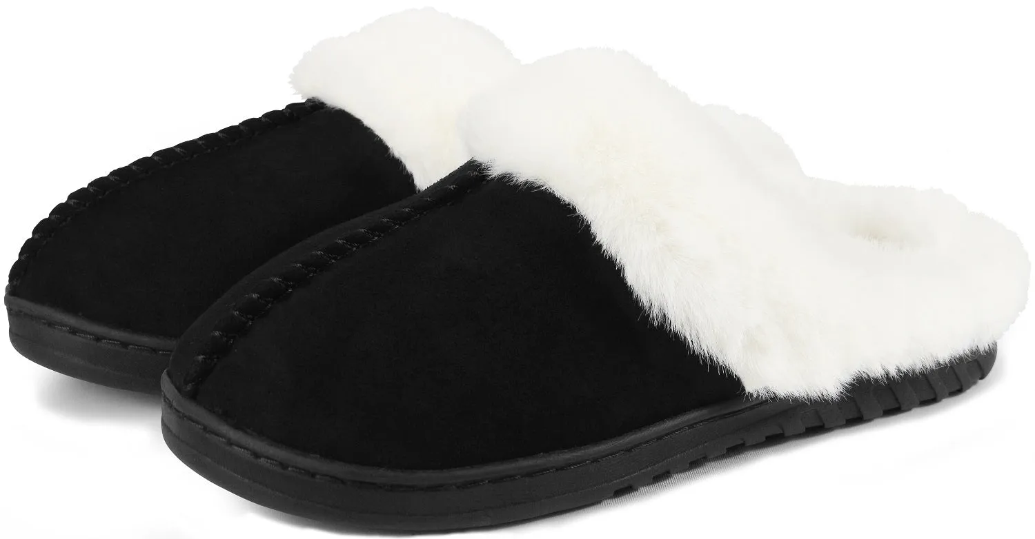 BenSorts Fuzzy Slippers for Women Men Warm Memory Foam House Shoes Indoor and Outdoor