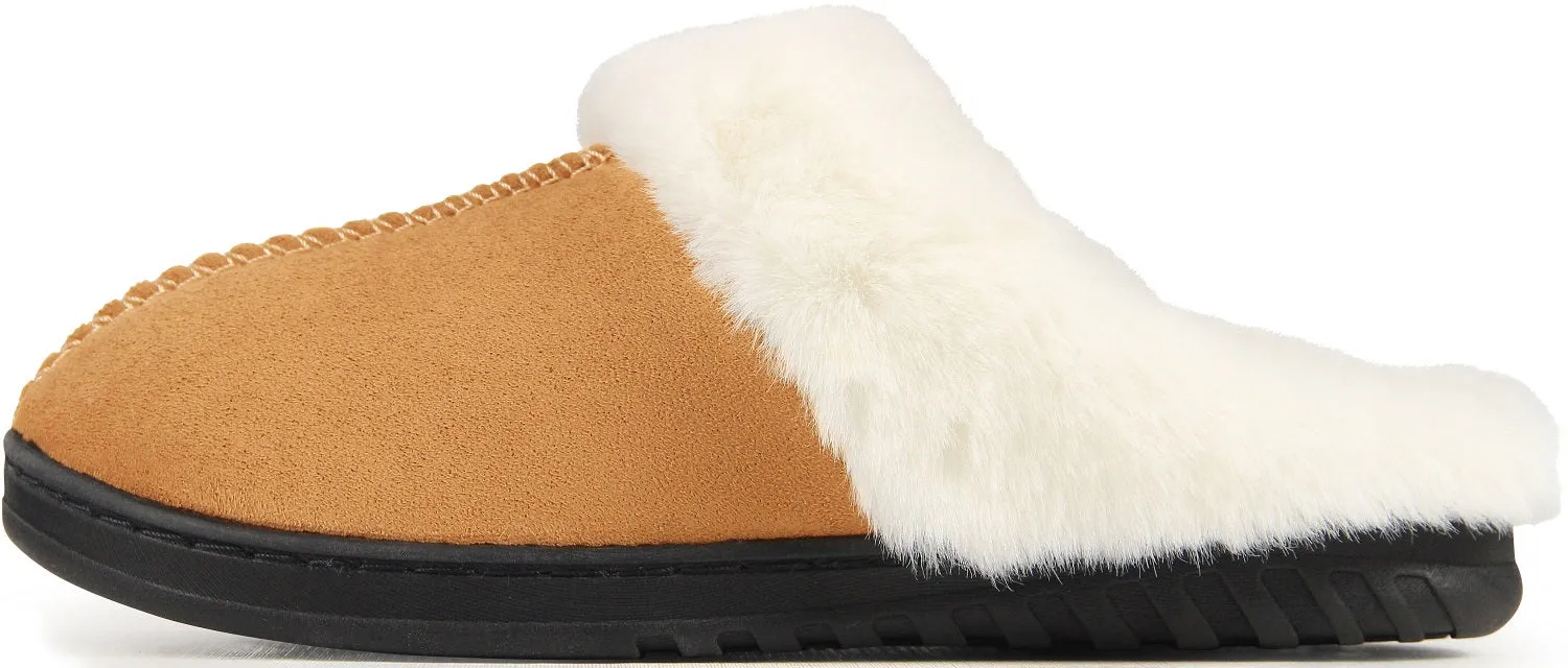 BenSorts Fuzzy Slippers for Women Men Warm Memory Foam House Shoes Indoor and Outdoor