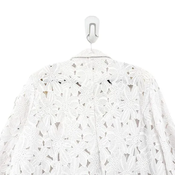 Berek Women 3x Plus Blazer Jacket White Eyelet Floral 3D Rhinestone FLAW