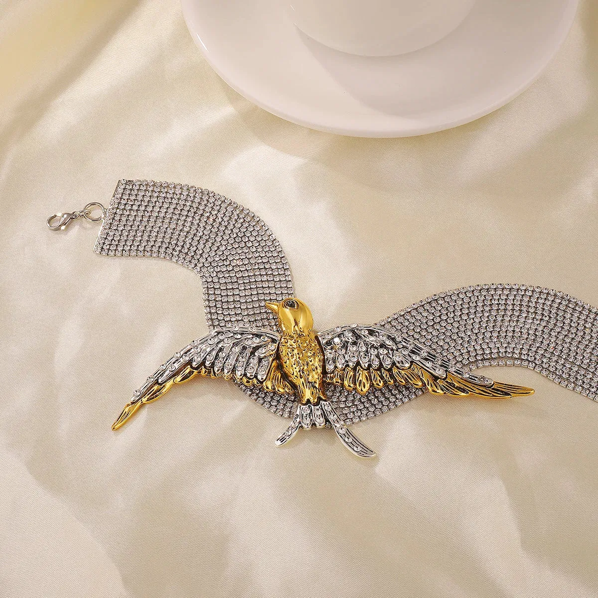 Bird Rhinestone Necklace Earrings Set