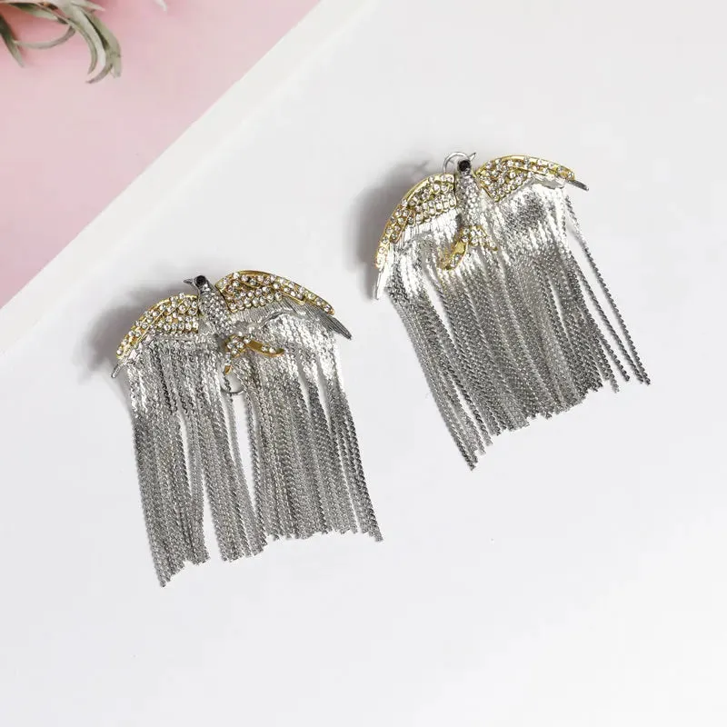 Bird Rhinestone Necklace Earrings Set
