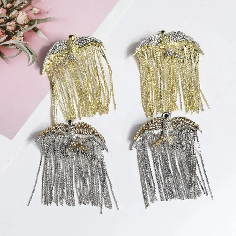 Bird Rhinestone Necklace Earrings Set