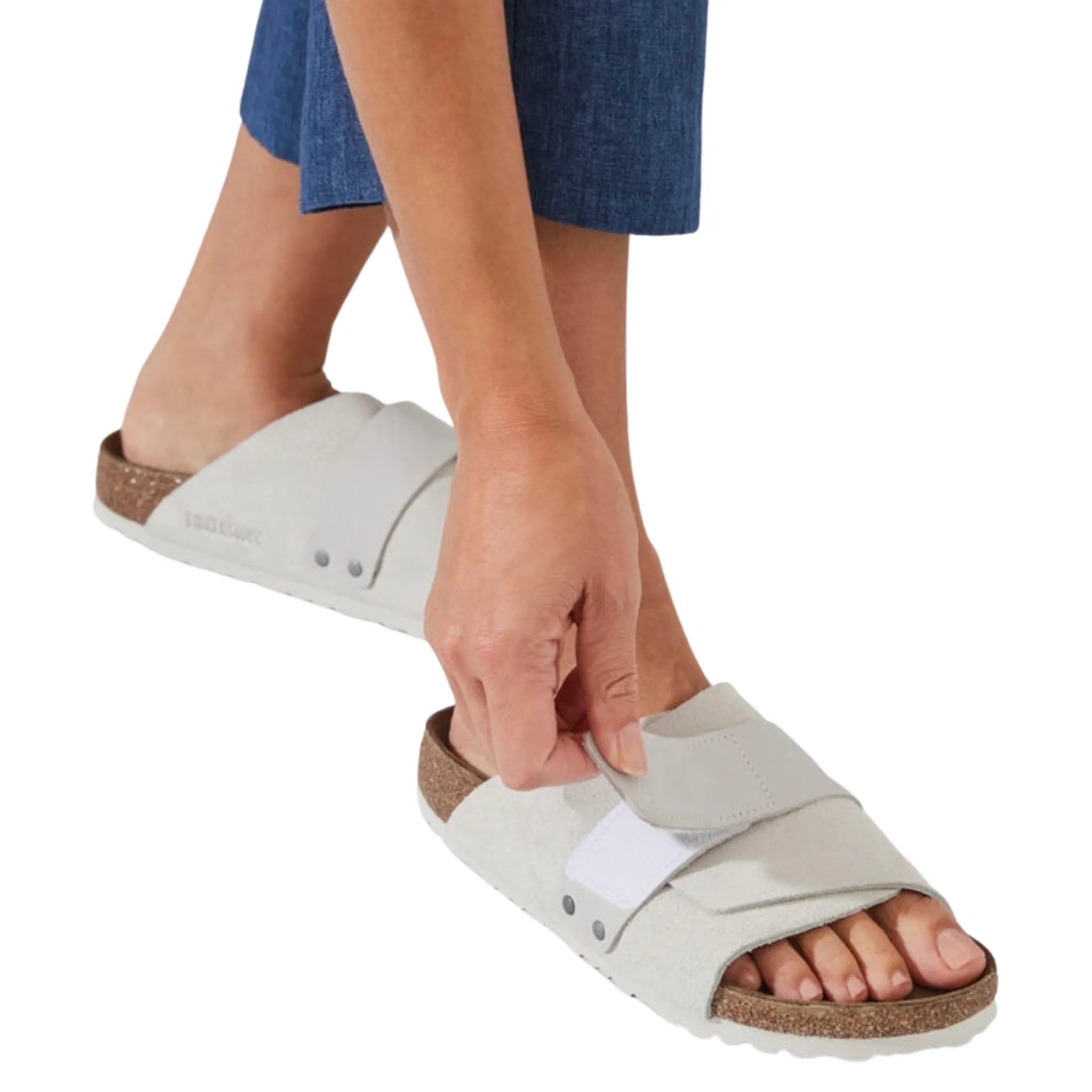 Birks Kyoto Suede Sandal-antique white