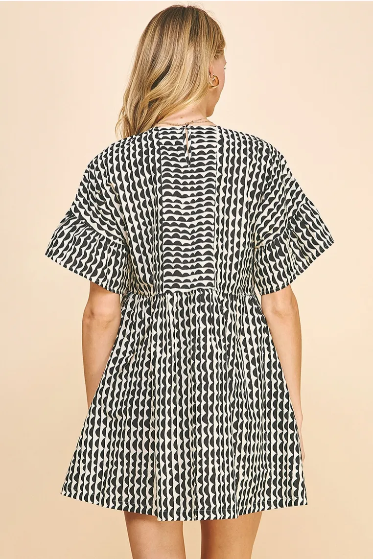 Black & Ivory Block Print Dress