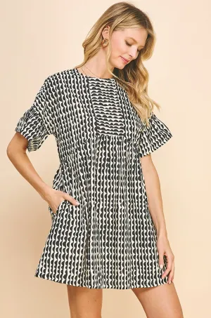 Black & Ivory Block Print Dress