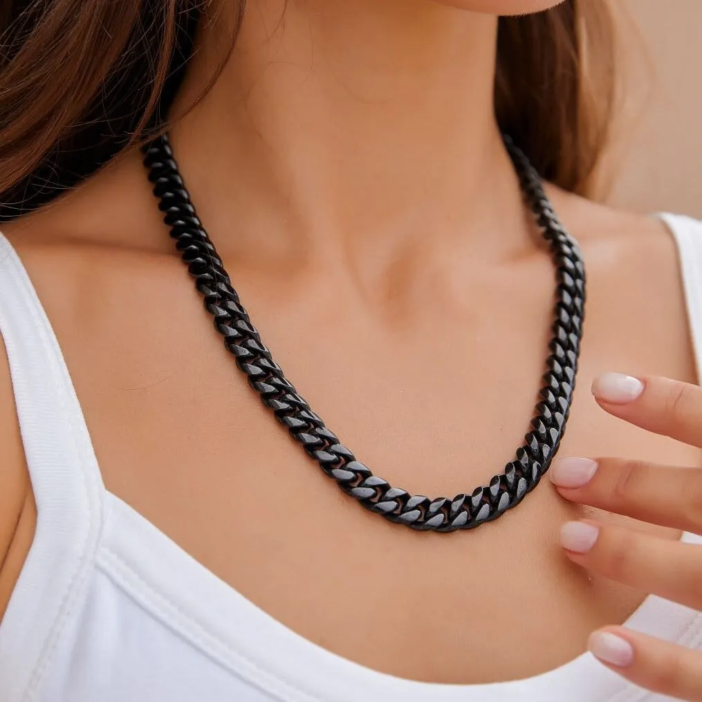BLACK & PROUD™ - Women's Black Cuban Link Chain - 10mm