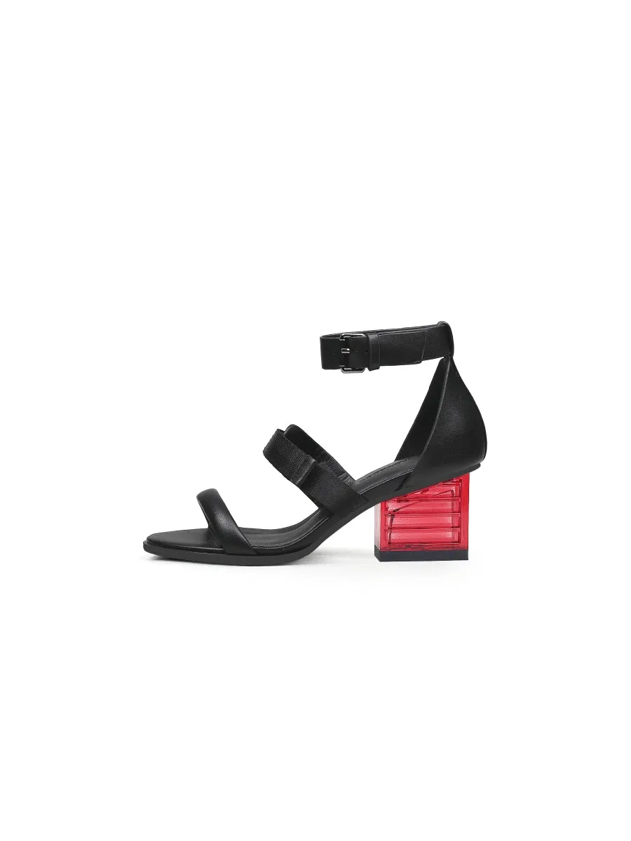 Black Ankle Strap Neon Sign Heel