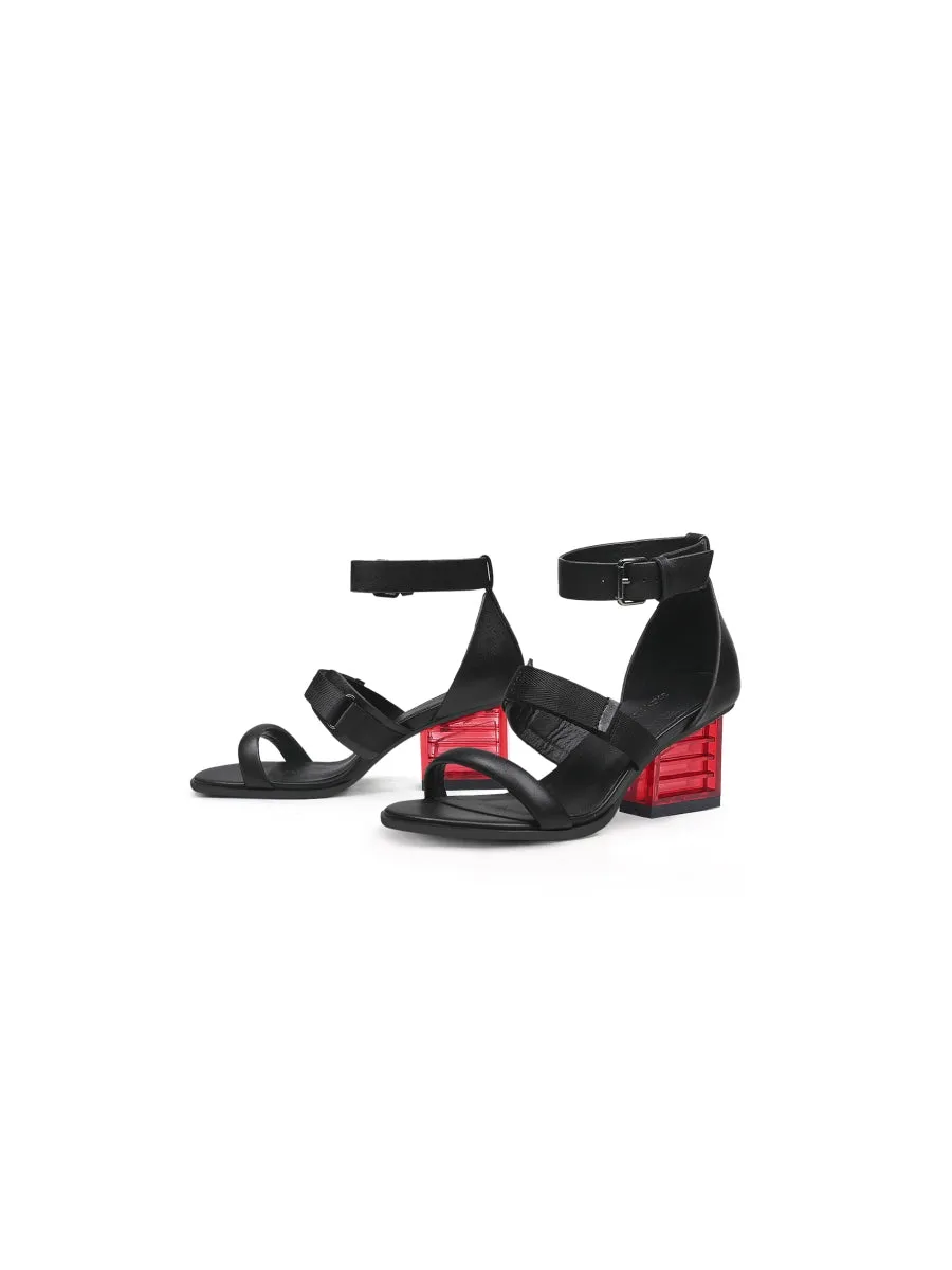 Black Ankle Strap Neon Sign Heel