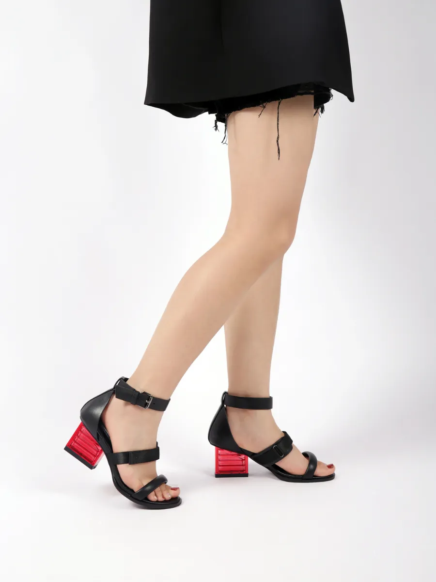 Black Ankle Strap Neon Sign Heel