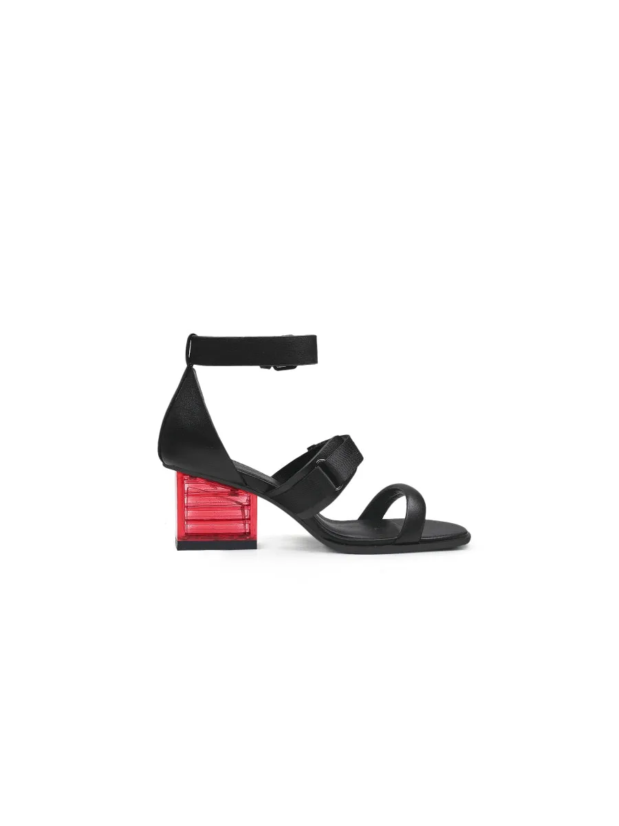Black Ankle Strap Neon Sign Heel