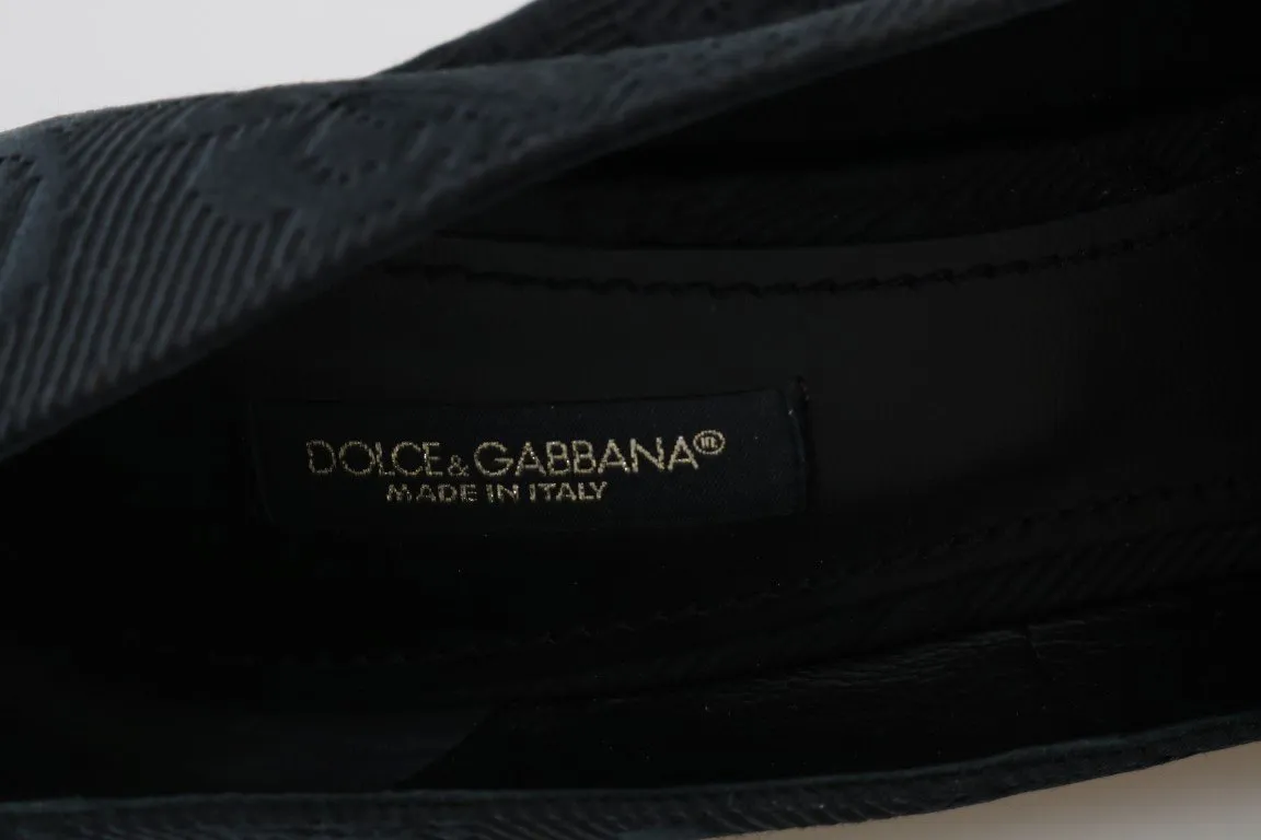 Black Brocade Crystal Mary Janes Pumps