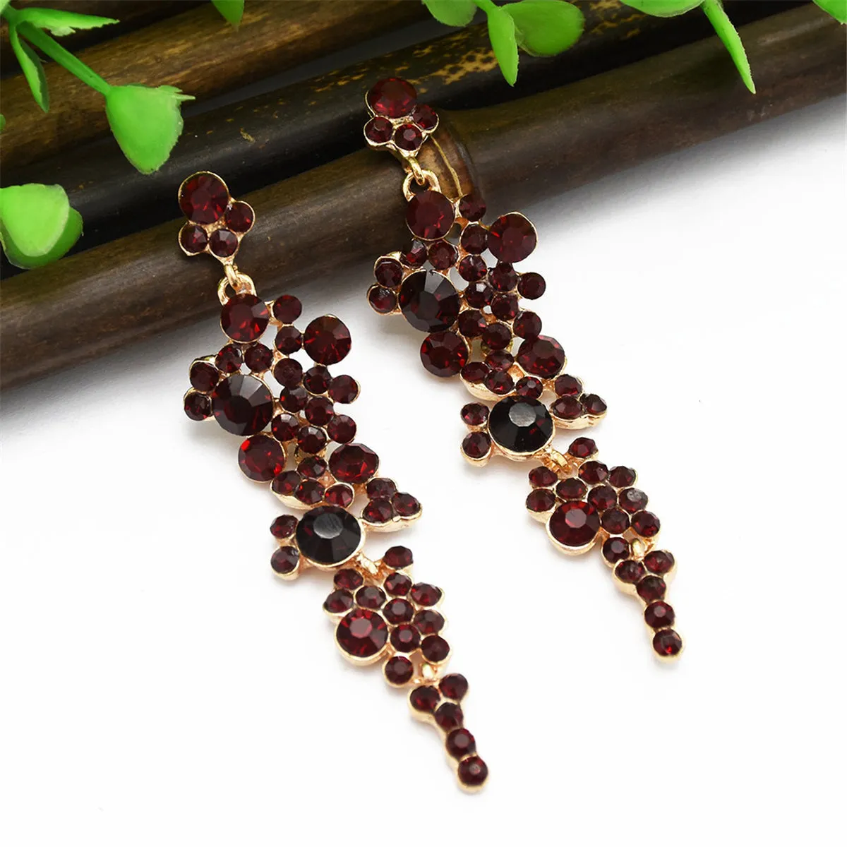 Black Cubic Zirconia & 18K Gold-Plated Cluster Drop Earrings