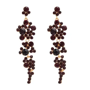 Black Cubic Zirconia & 18K Gold-Plated Cluster Drop Earrings