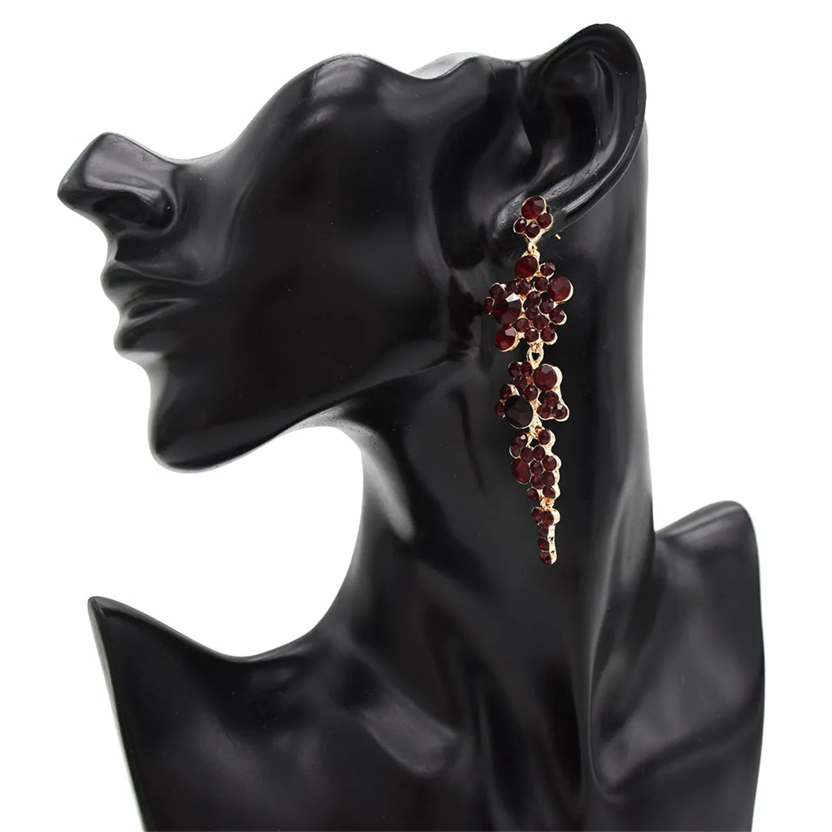 Black Cubic Zirconia & 18K Gold-Plated Cluster Drop Earrings