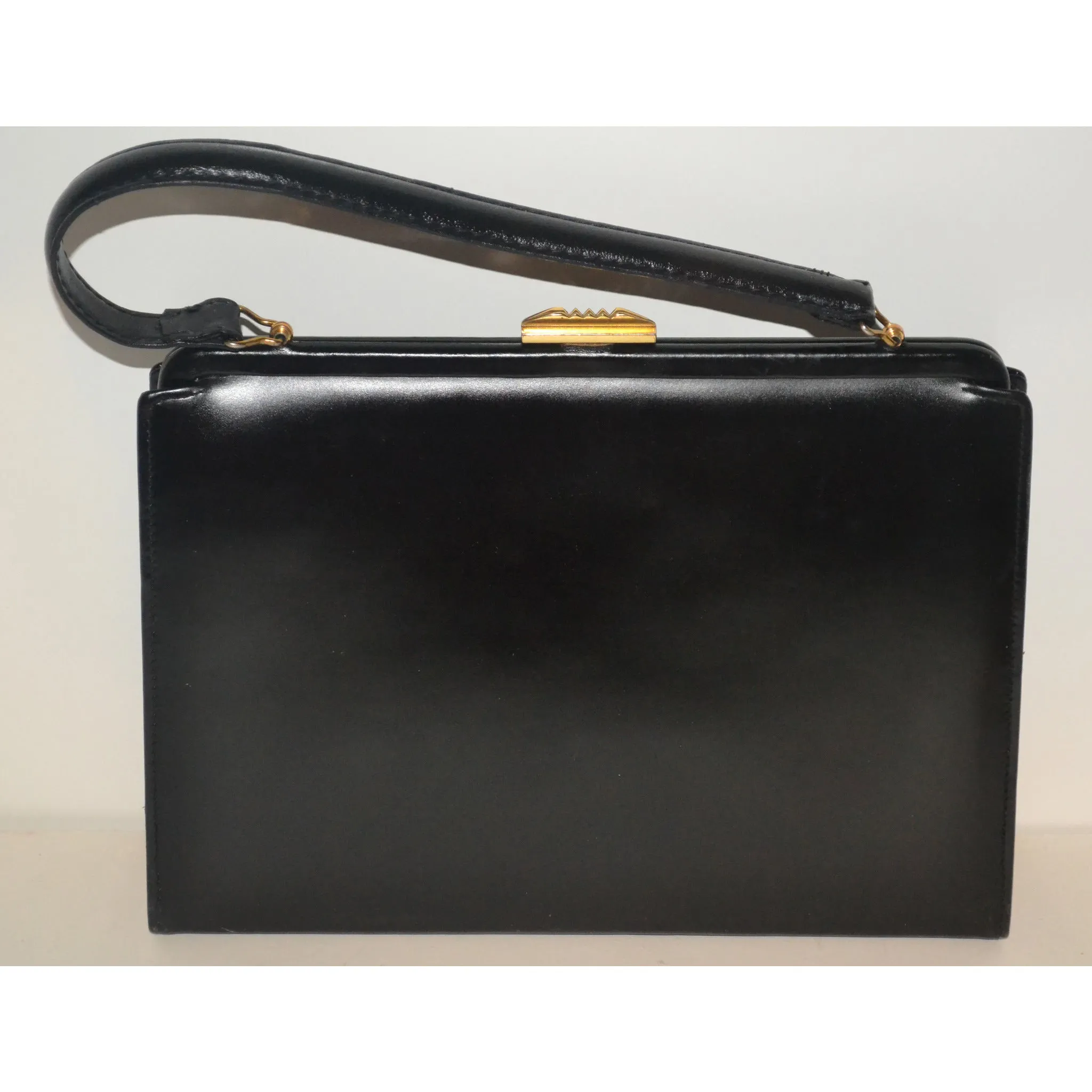 Black Leather & Needlepoint Purse