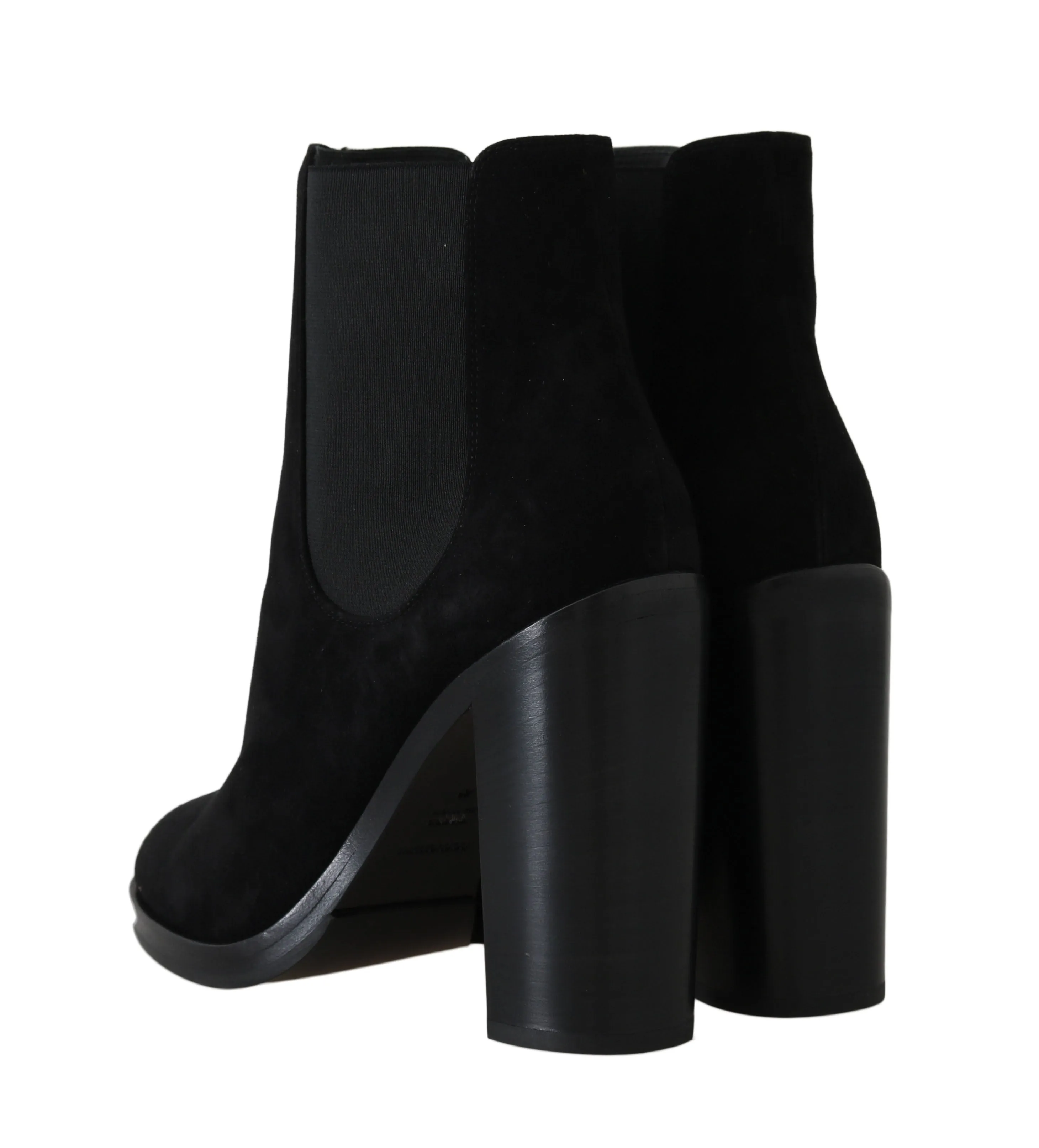 Black Leather Chelsea Heels Boots