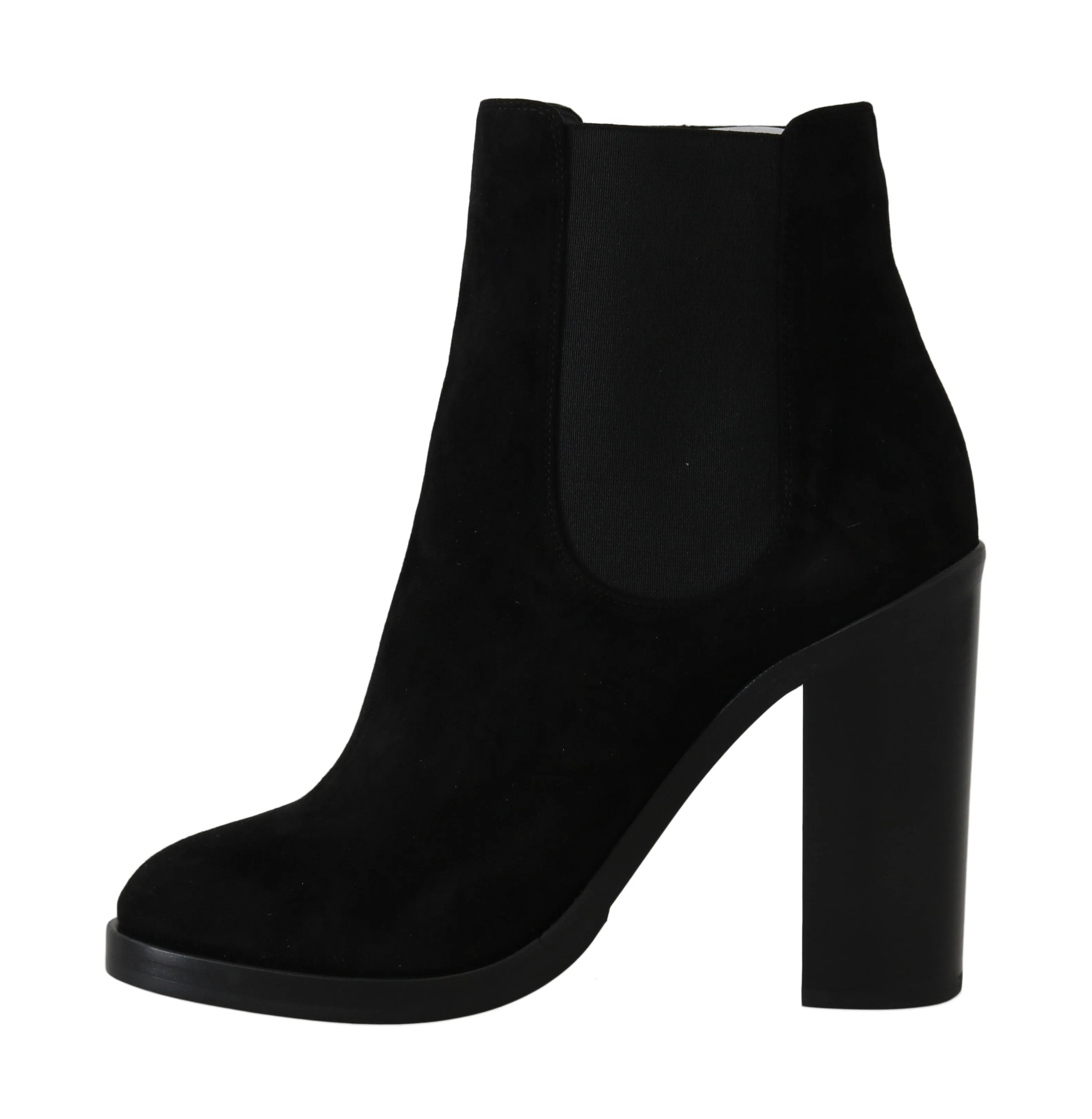 Black Leather Chelsea Heels Boots