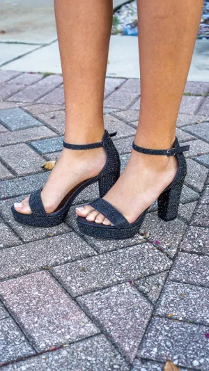 Black Rhinestone Dressy Heel
