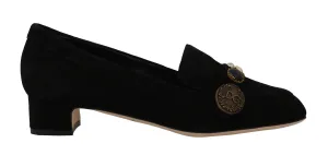 Black Suede Leather Moccasin Gold