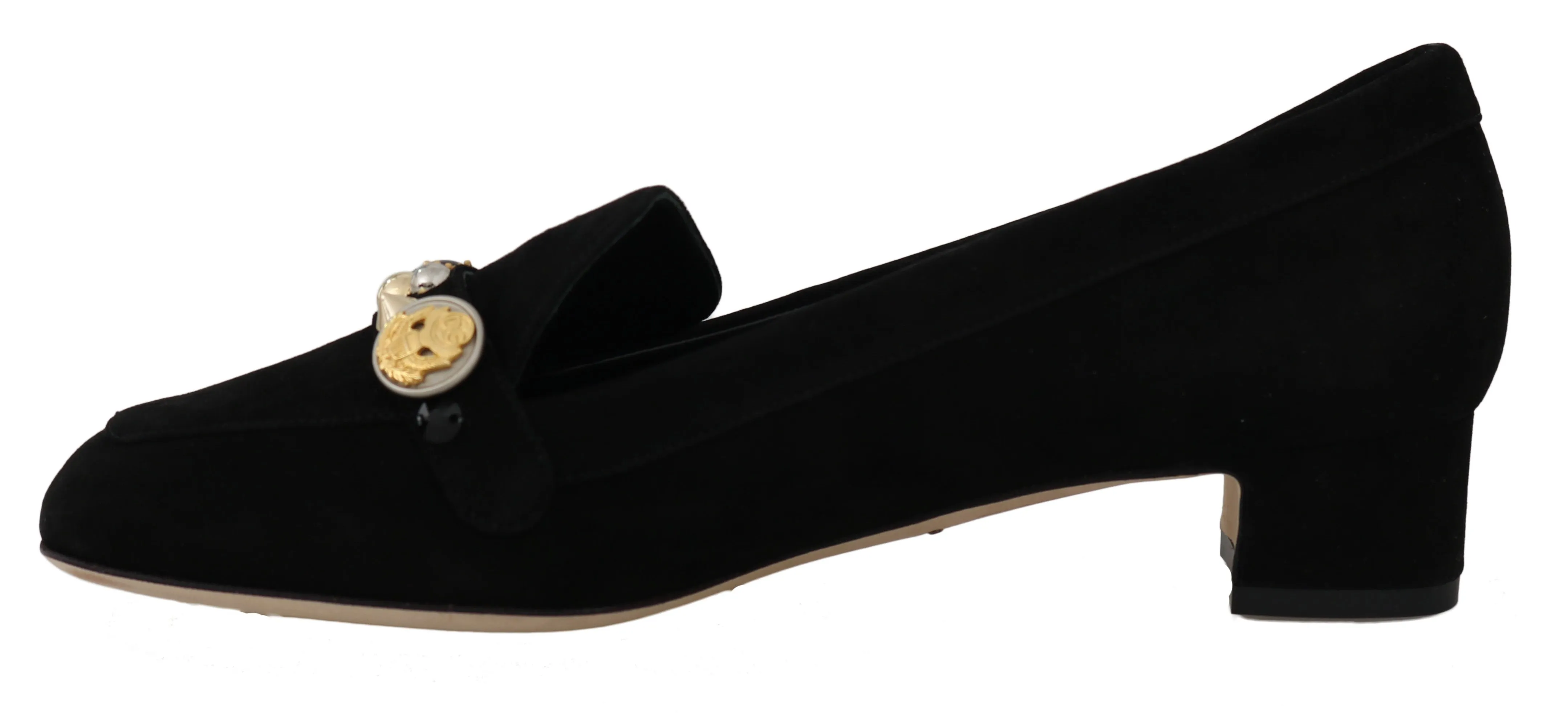 Black Suede Leather Moccasin Gold