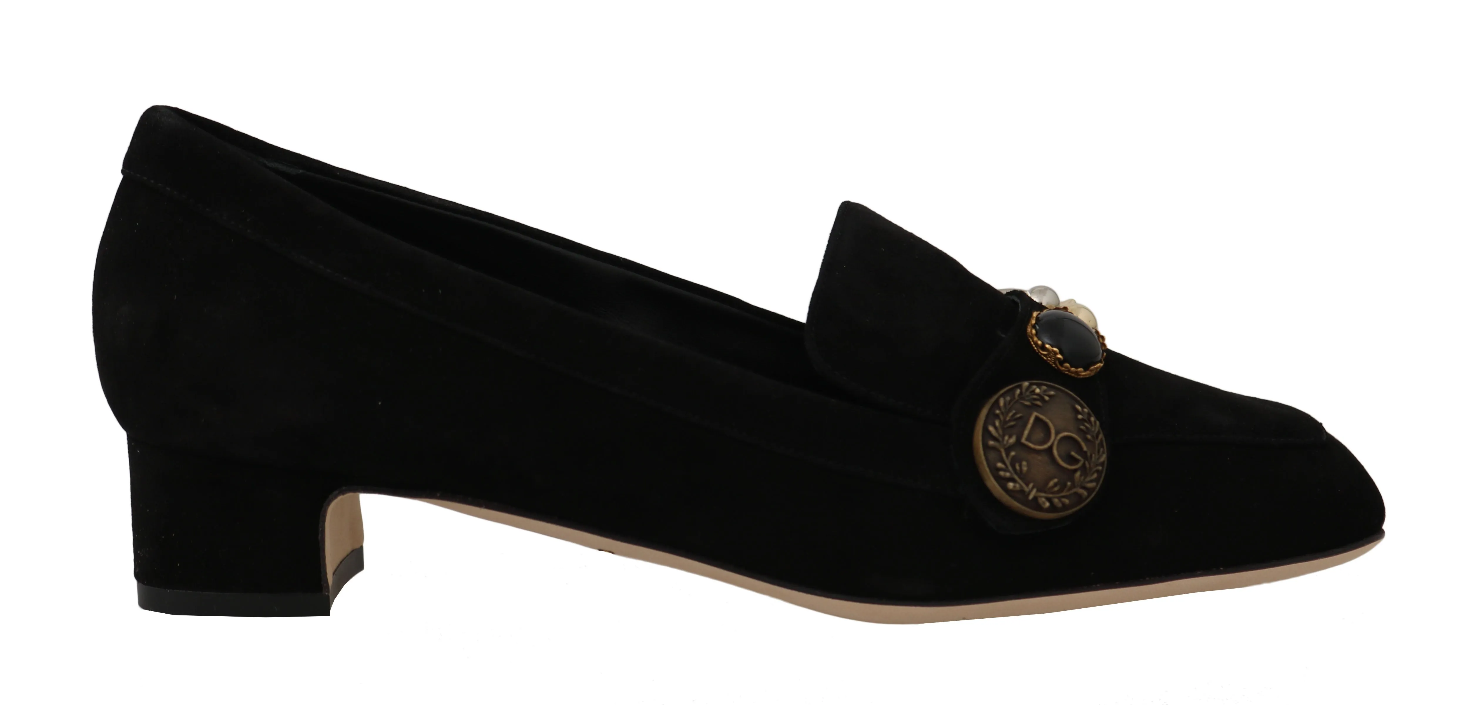 Black Suede Leather Moccasin Gold