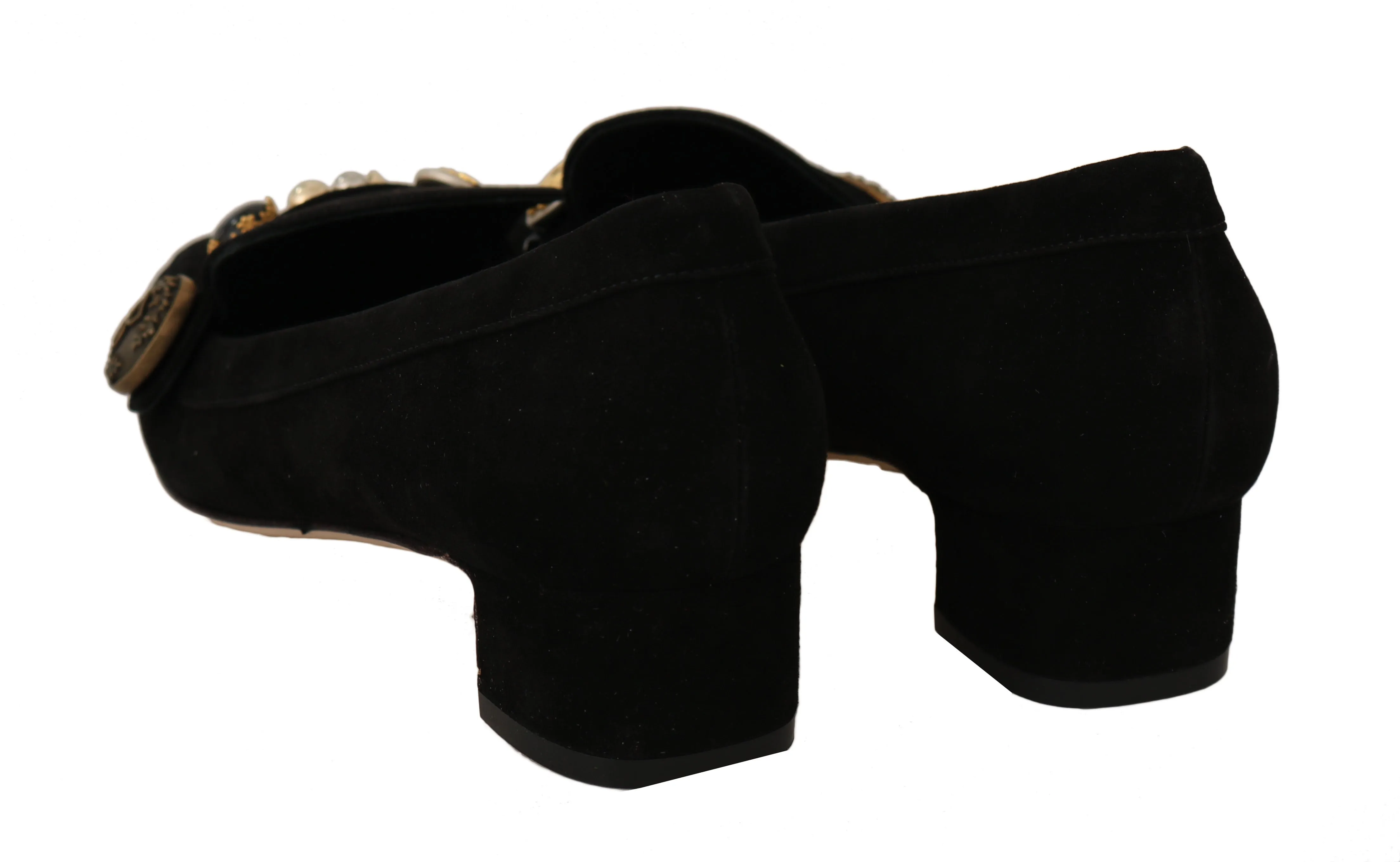 Black Suede Leather Moccasin Gold