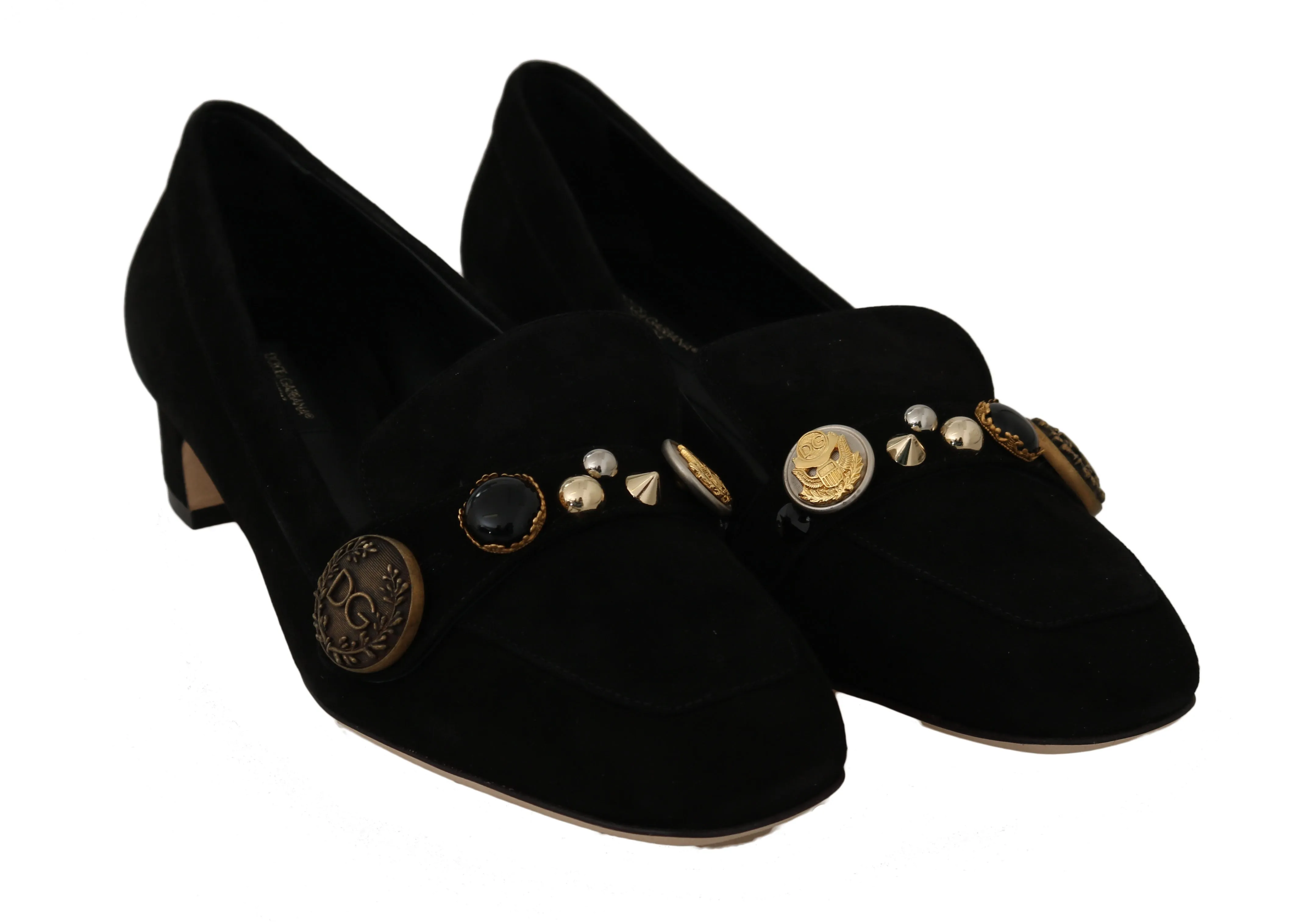 Black Suede Leather Moccasin Gold