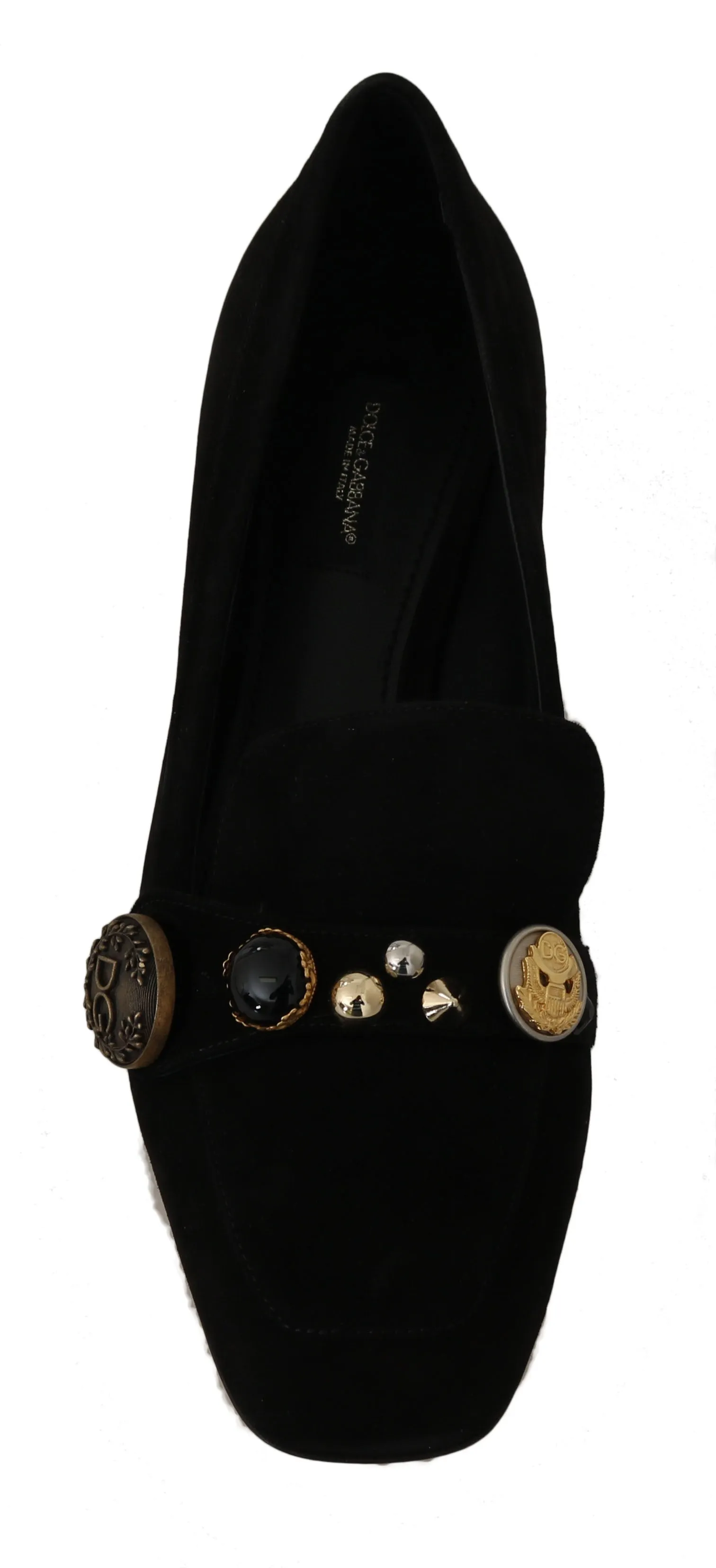 Black Suede Leather Moccasin Gold