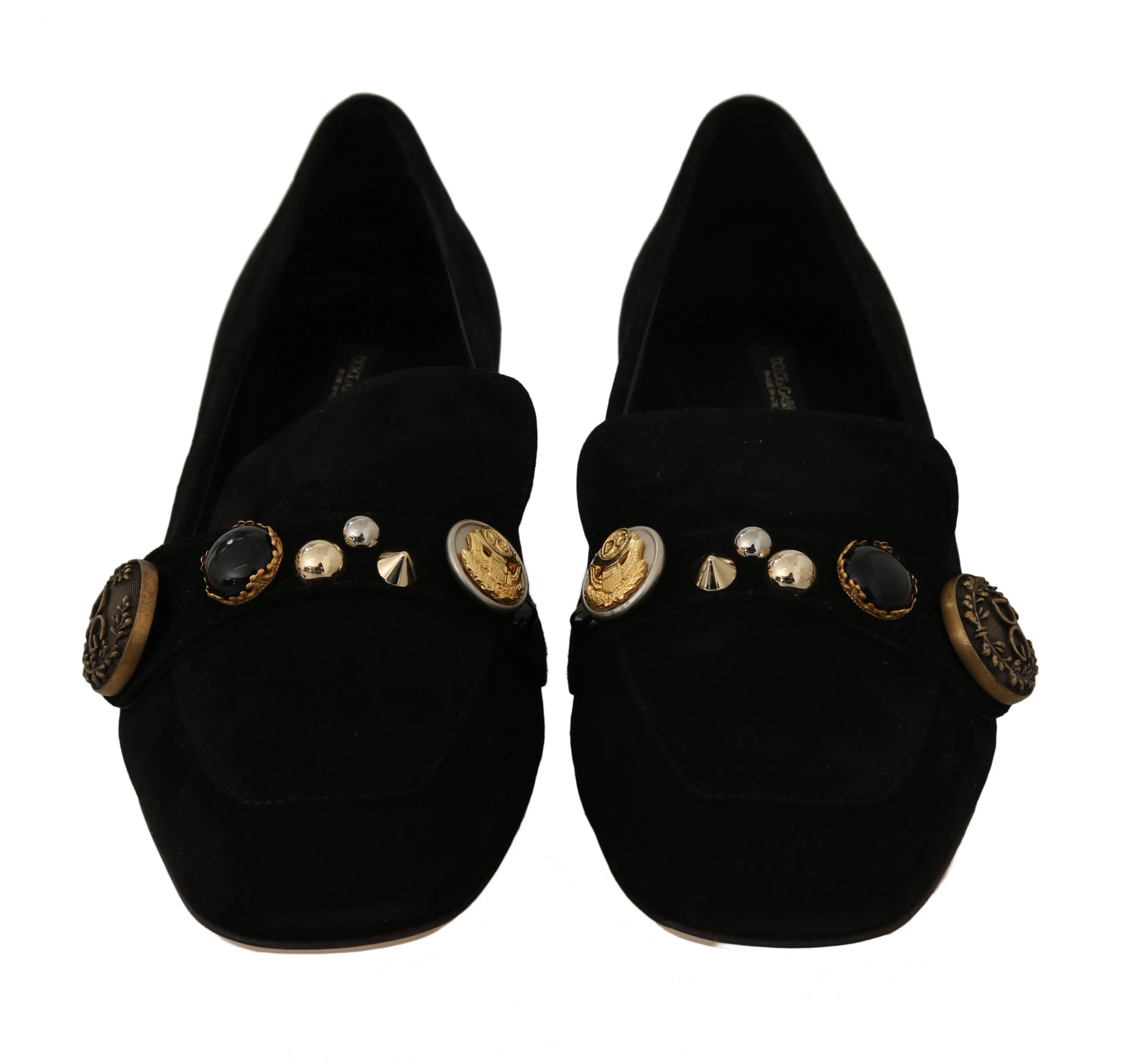Black Suede Leather Moccasin Gold