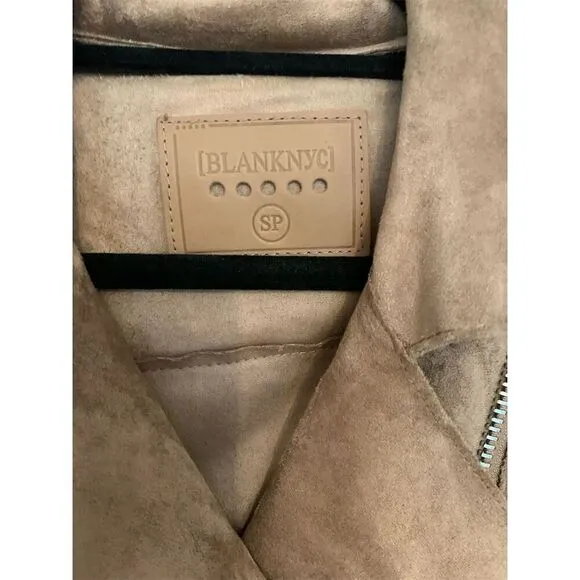 BLANKNYC Blank NYC Vegan Faux Suede Moto Jacket Brick Wall Tan Small PETITE New