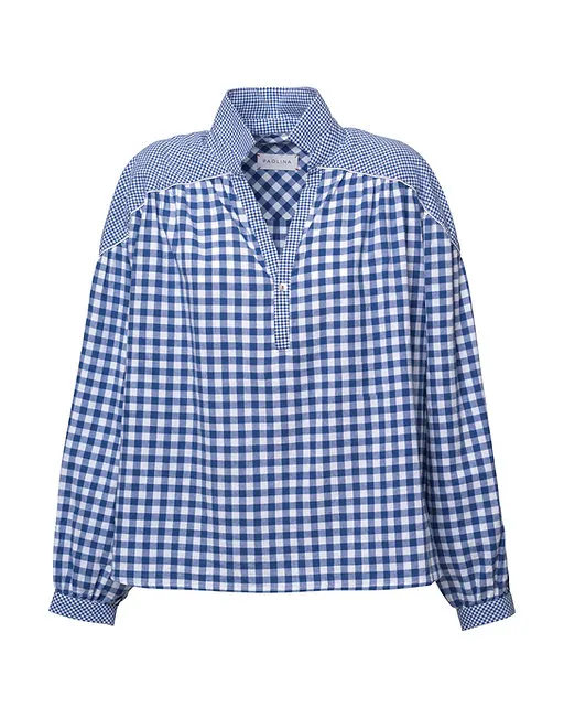 Bleu De Travial Blouse in Blue Gingham