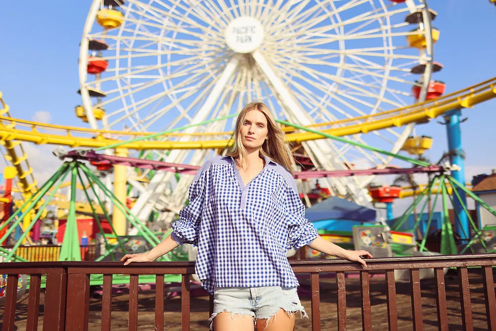 Bleu De Travial Blouse in Blue Gingham