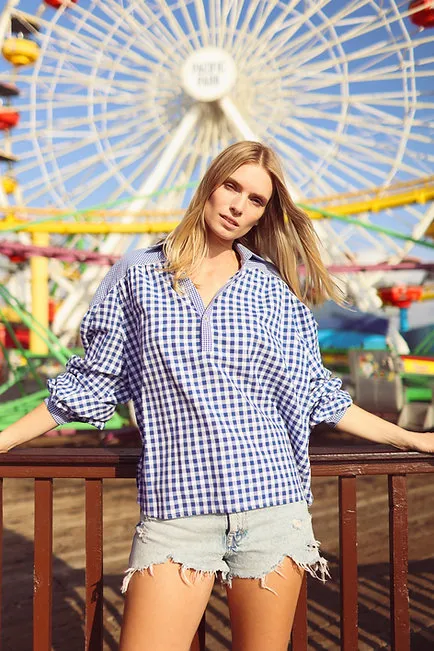 Bleu De Travial Blouse in Blue Gingham