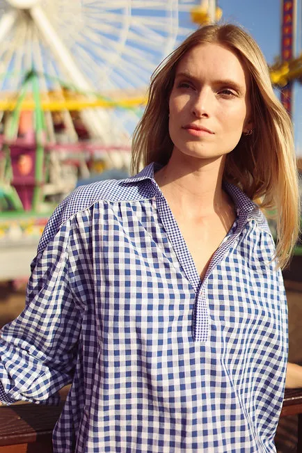 Bleu De Travial Blouse in Blue Gingham
