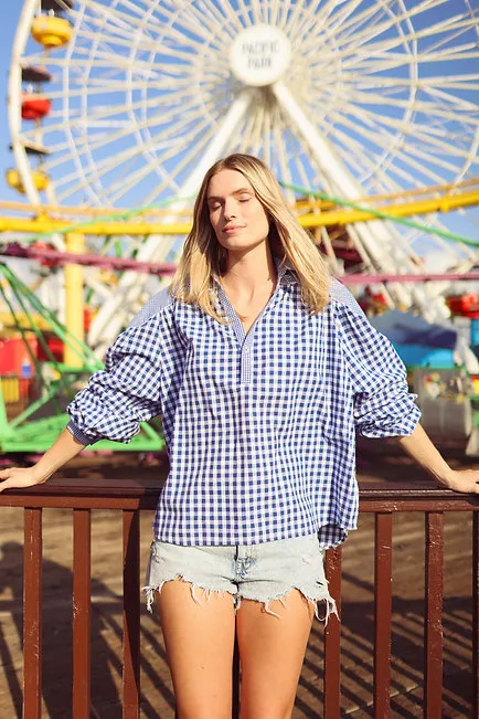 Bleu De Travial Blouse in Blue Gingham