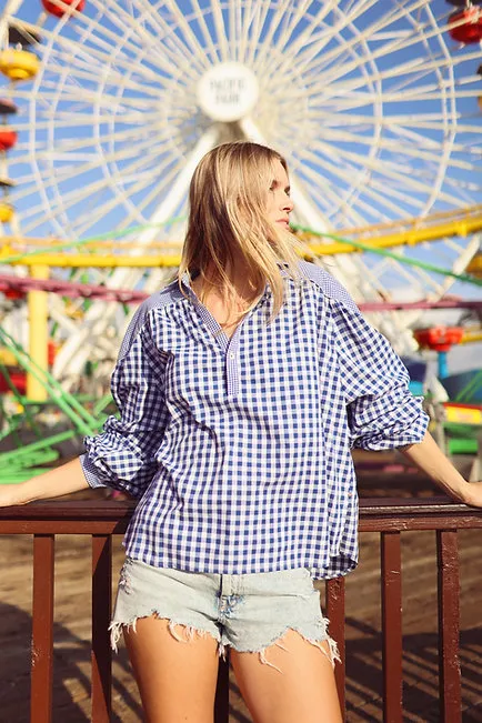 Bleu De Travial Blouse in Blue Gingham